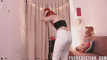 Redhead pee white pants