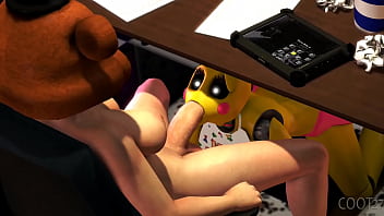 Toy girl giving a blowjob to the night guard