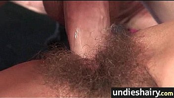 Hairy pussy babe gets big cock blowjob and fuck 10