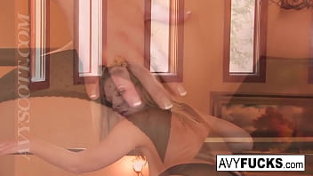 Blonde babe has some fun alone