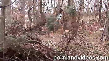 Outdoor anal fuck with hot teen slut cumshot on pussy
