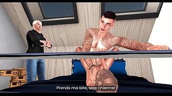 Un jeune homme baise une jolie blonde devant le mari Un jeune homme baise une jolie blonde devant le mari