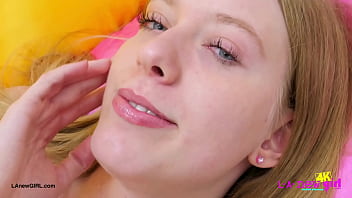 Fresh faced blonde model naked close up