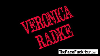 Hot brunette sucks cock hard