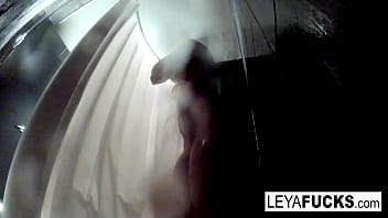 Blonde babe gets wet