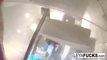 Blonde babe gets wet