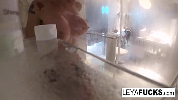 Blonde babe gets wet