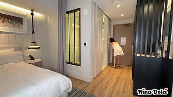 Horny milf nina dolci busted the bellboy slow stroking