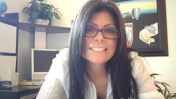 Sexy secretary gabby quinteros toys with her tits & cunt at office