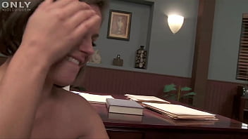 Horny brunette in lingerie gets fucked by her boss and eats his cum by only3x