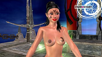 An animated 3d cartoon porn video of a cute indian girl giving sexy poses and masturbating using banana