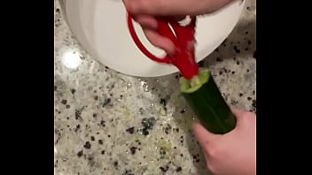 Stupid man fucks zucchini