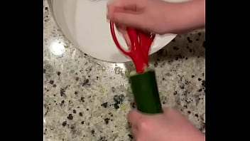 Stupid man fucks zucchini