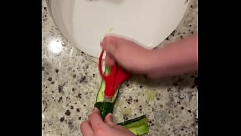 Stupid man fucks zucchini