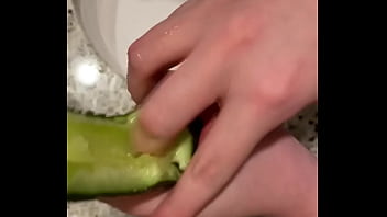 Stupid man fucks zucchini