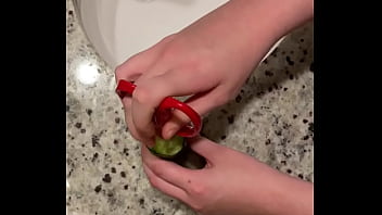 Stupid man fucks zucchini