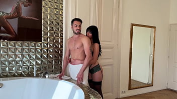 Rich slut gets fucked hard in a luxury suite by her lover while her husband’s at work