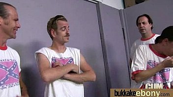 Ebony babe sucks group of white guys 25