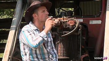 Slim teen honey demon with perfect body seduce to first time hard outdoor anal sex by big dick worker