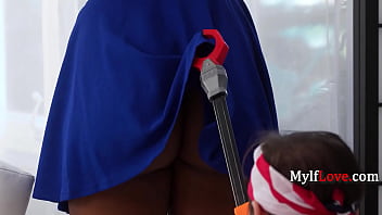 Busty ebony step mommy teaches a lesson with face sitting