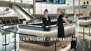 Pussy masturbation with the flight attendant in 1st class animation clone