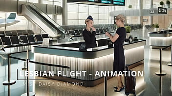 Pussy masturbation with the flight attendant in 1st class animation clone