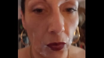 Wife gets tit's covered in cum from 2 edged cocks