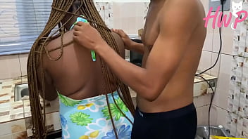 Rich african man traveled to the village for new yam festival and his big cock house boy fucks the wife in the kitchen on 4k