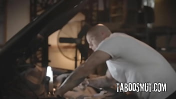 Busty latina teen fucks with pervy mechanic in his shop