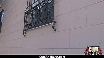 Ebony babe sucks group of white guys 7