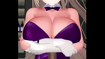 Asuna ichinose hentai boob job blue archive playboy dark purple clothes clip
