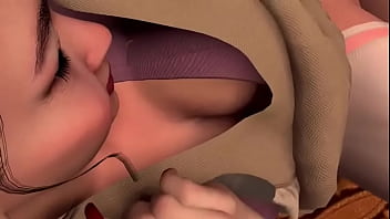 Hot busty asian maid gives young master a blowjob and fuck