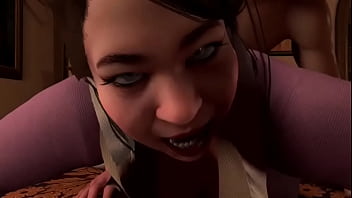 Hot busty asian maid gives young master a blowjob and fuck