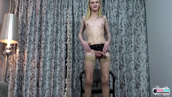 Gorgeous Blonde Russian Tranny Masturbates Her Ass With Dildo thumbnail