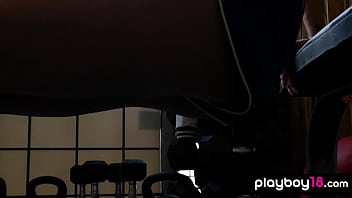 Busty brunette inked beauty training and stripping