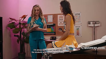 Cheered up by the busty nurse babe