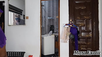 Thick ebony babe doing laundry and vibing mara exotic