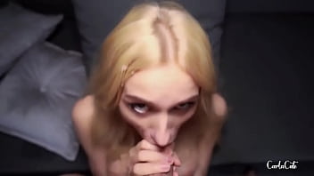 Teen sucks cock and swallows cum amateur couple