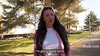 Face tattoo busty babe does it for the cash