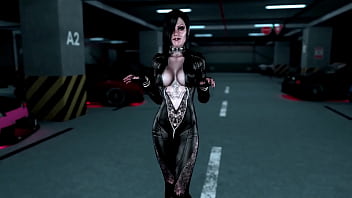 Tattooed mistress lisbeth salander posing in provocative leather outfit