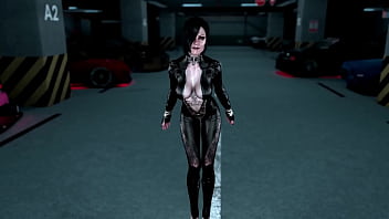 Tattooed mistress lisbeth salander posing in provocative leather outfit