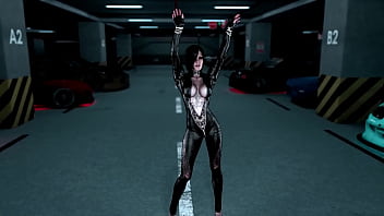 Tattooed mistress lisbeth salander posing in provocative leather outfit