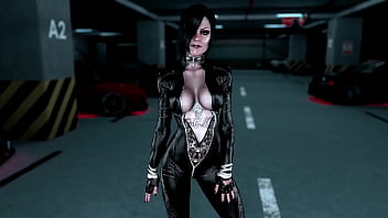 Tattooed mistress lisbeth salander posing in provocative leather outfit