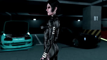 Tattooed mistress lisbeth salander posing in provocative leather outfit