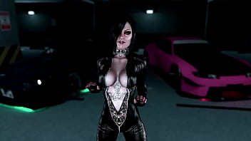 Tattooed mistress lisbeth salander posing in provocative leather outfit