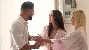 Insatiable girlfriends leo ahsoka and candee licious invite new housemate into threesome fun gp3109