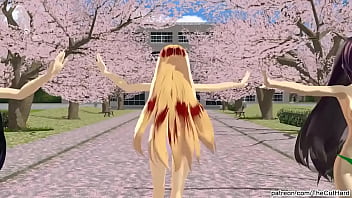 Mmd models dance three girls panty striptease