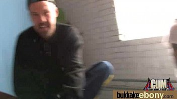 Ebony in a huge bukkake 21