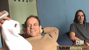 Ebony in a huge bukkake 21