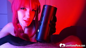 Sucking his cock with my wig on